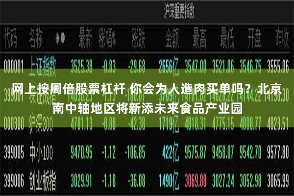 网上按周倍股票杠杆 你会为人造肉买单吗?北京南中轴地区将新添未来食品产业园