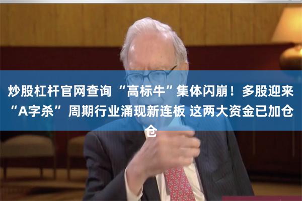 炒股杠杆官网查询 “高标牛”集体闪崩!多股迎来“A字杀” 周期行业涌现新连板 这两大资金已加仓