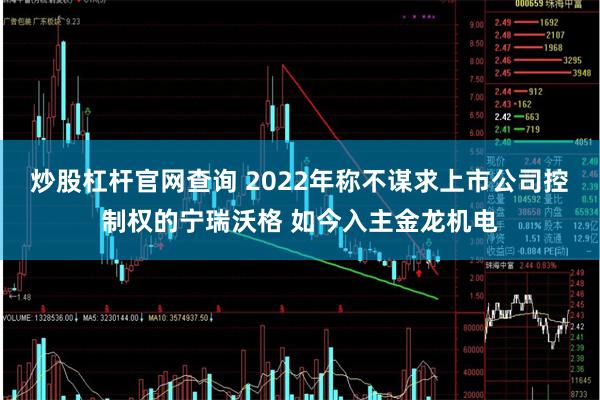 炒股杠杆官网查询 2022年称不谋求上市公司控制权的宁瑞沃格 如今入主金龙机电