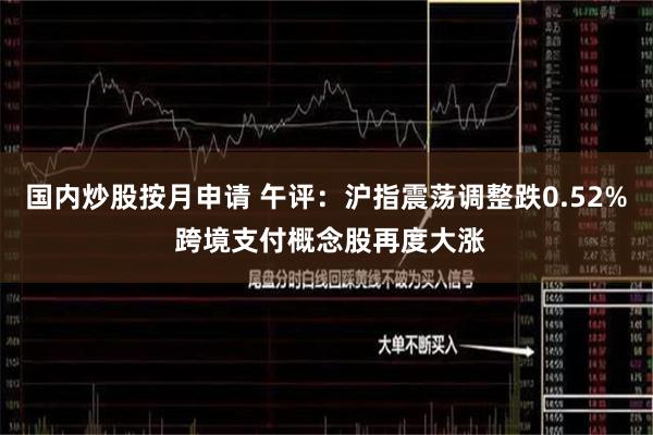 国内炒股按月申请 午评:沪指震荡调整跌0.52% 跨境支付概念股再度大涨
