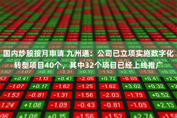 国内炒股按月申请 九州通:公司已立项实施数字化转型项目4